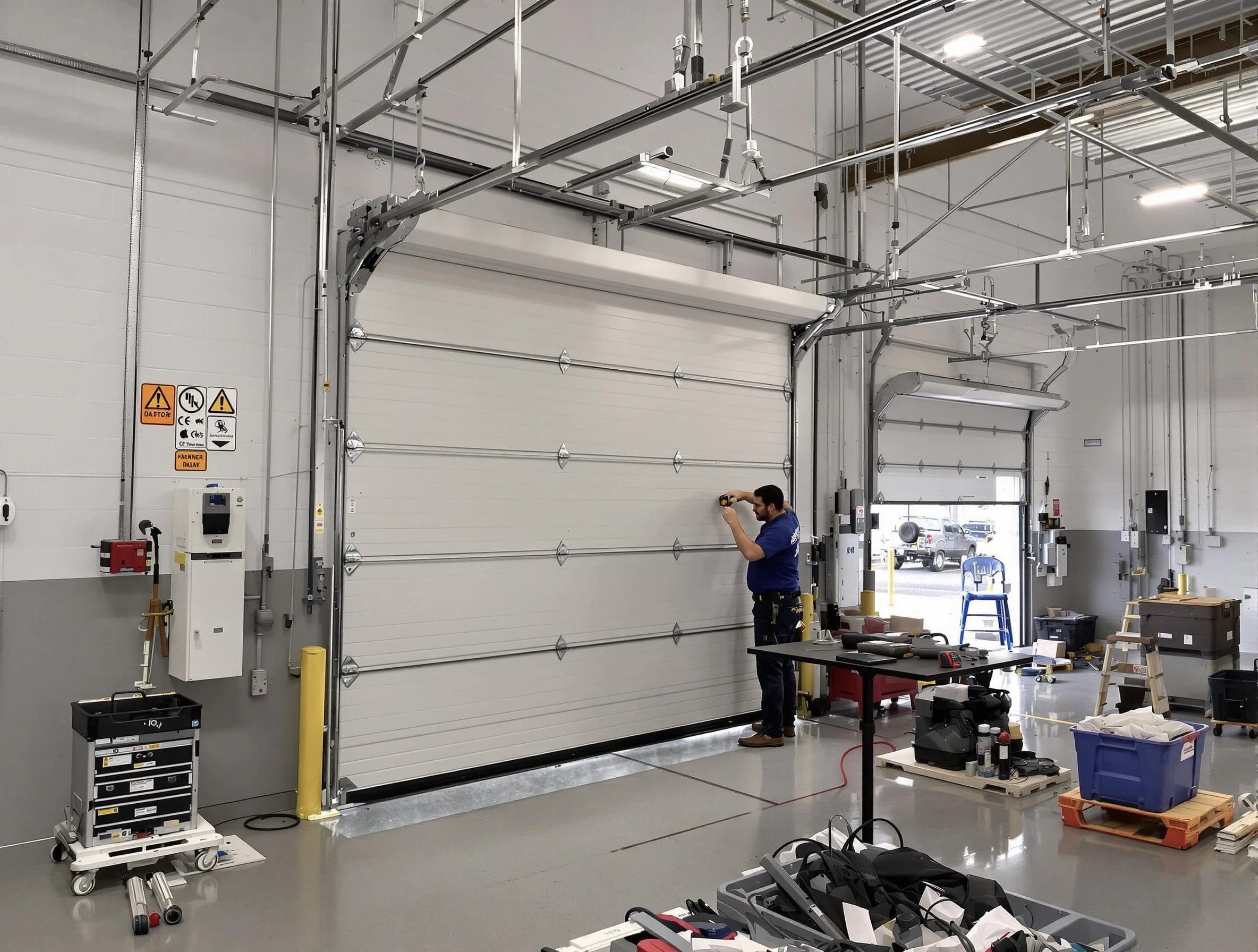 Commercial garage door repair being performed by West Deer Garage Door Repair expert in West Deer