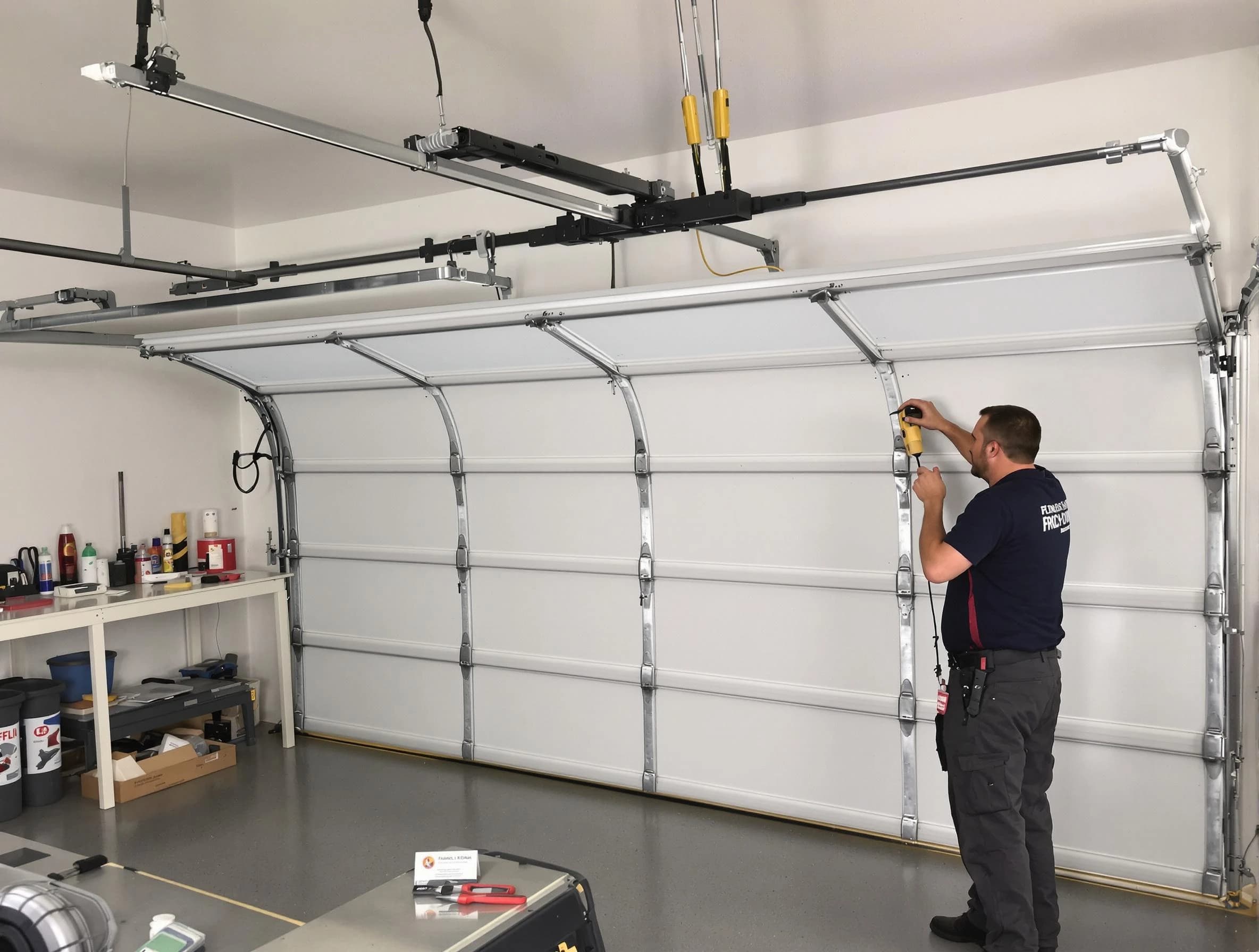 West Deer Garage Door Repair certified technician performing overhead door system repair in West Deer
