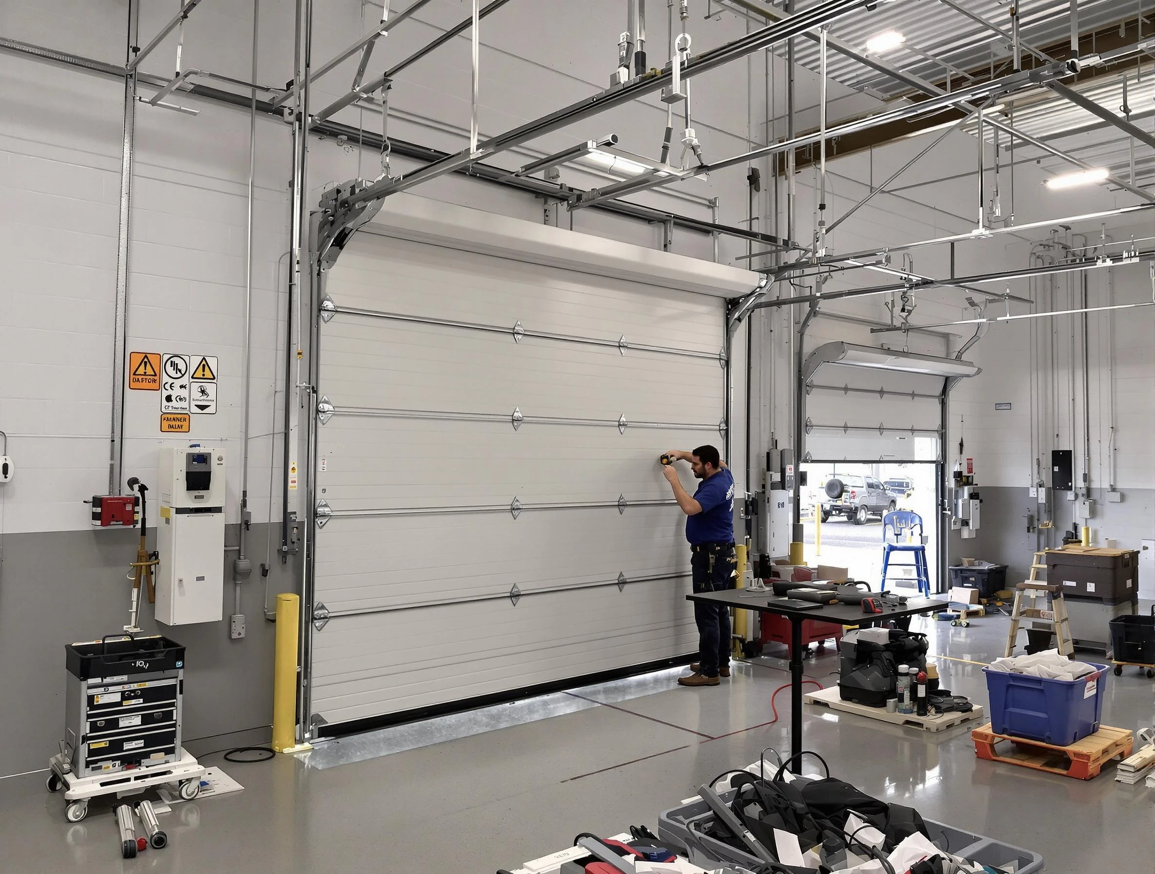 Commercial garage door repair being performed by West Deer Garage Door Repair expert in West Deer