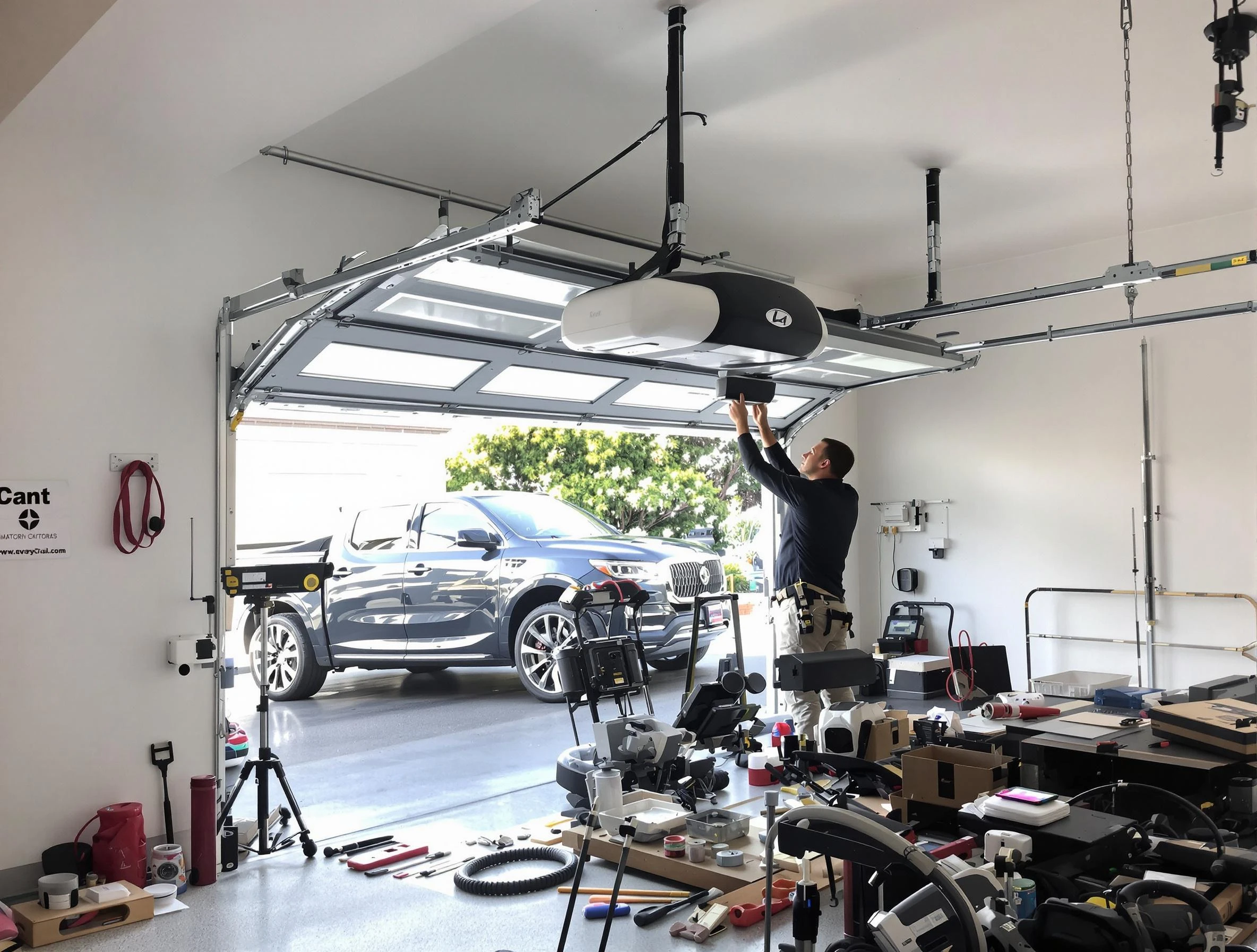 West Deer Garage Door Repair specialist installing smart garage door opener system in West Deer home