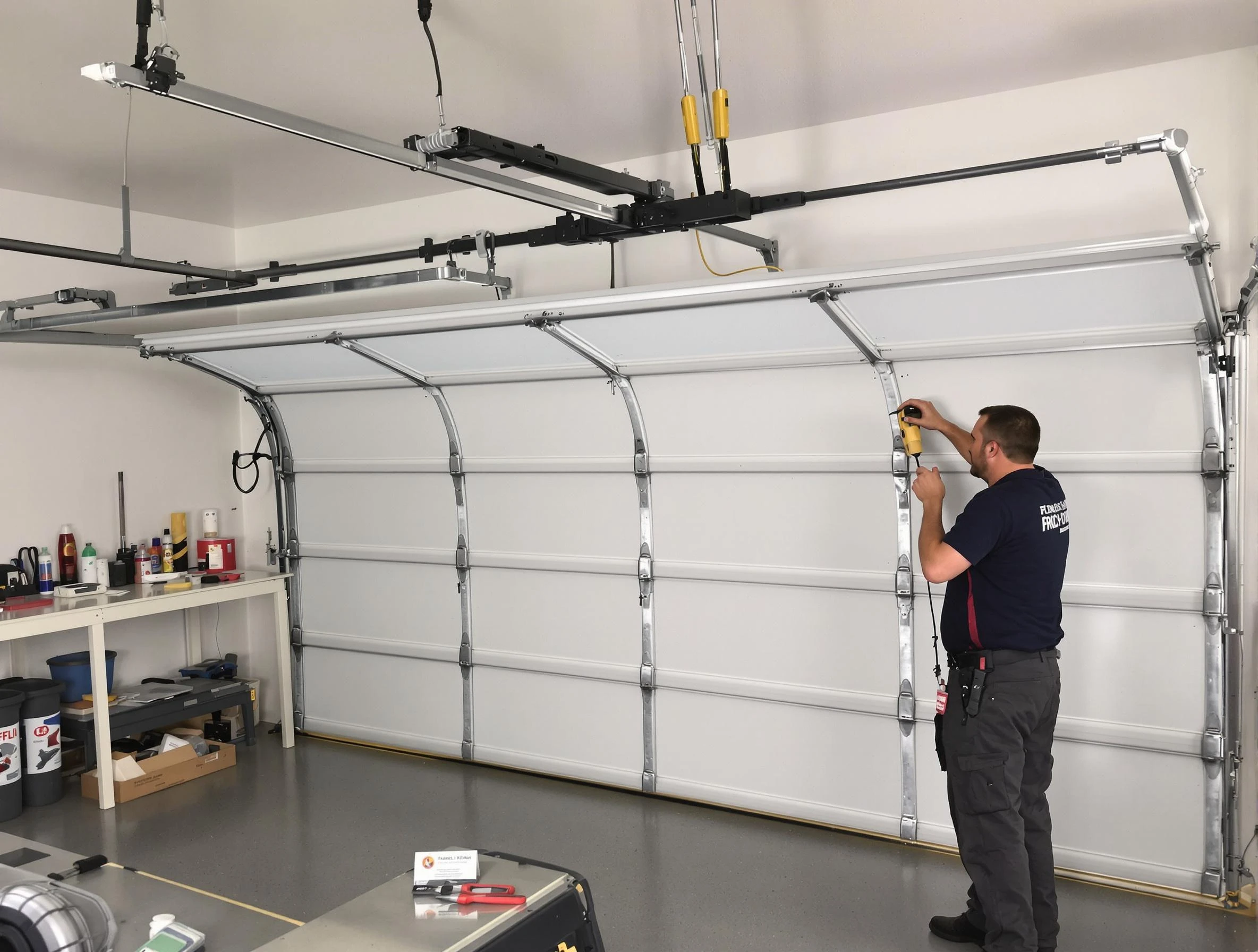 West Deer Garage Door Repair certified technician performing overhead door system repair in West Deer