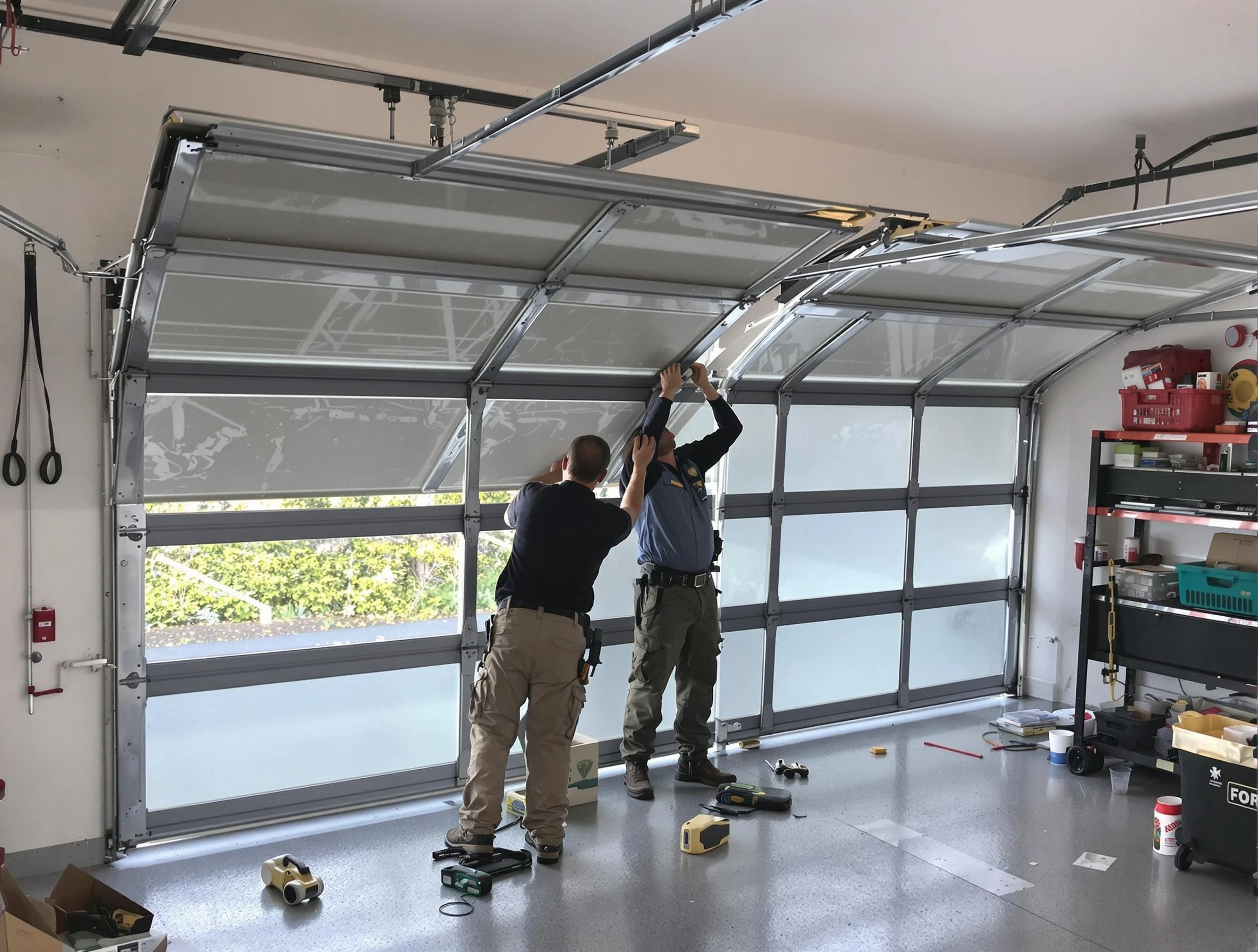 West Deer Garage Door Repair expert performing precise panel replacement on West Deer garage door